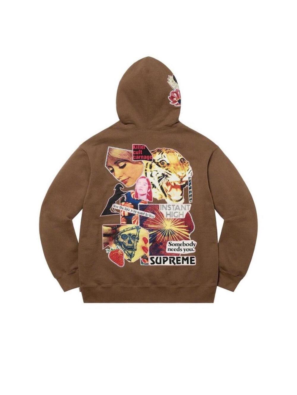 Supreme Instant High Patches Hoodie Brown XXL SS22 NWT